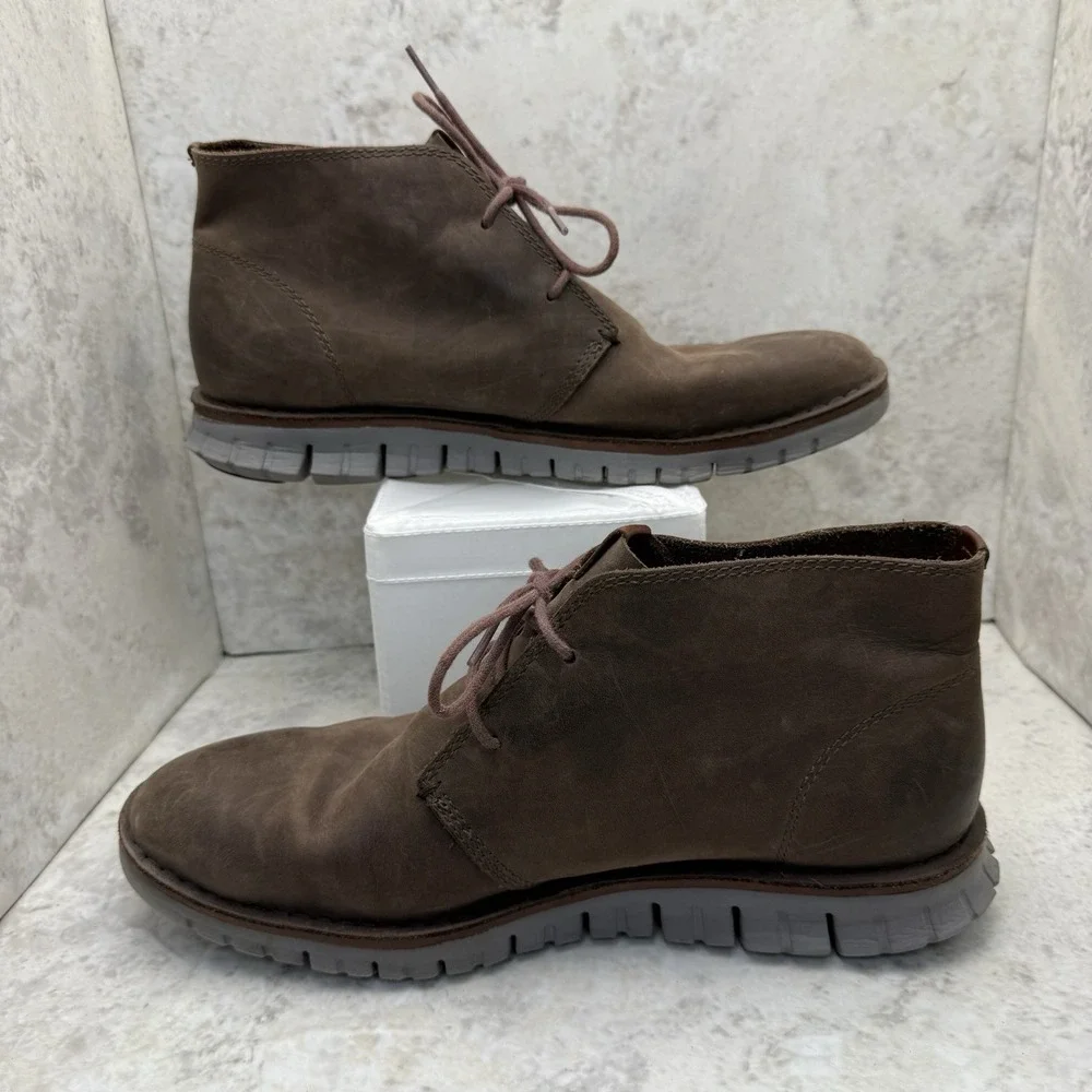 Cole Haan Men's 10 Zerogrand Chukka Lightweight Flex Sole Brown Leather Boots